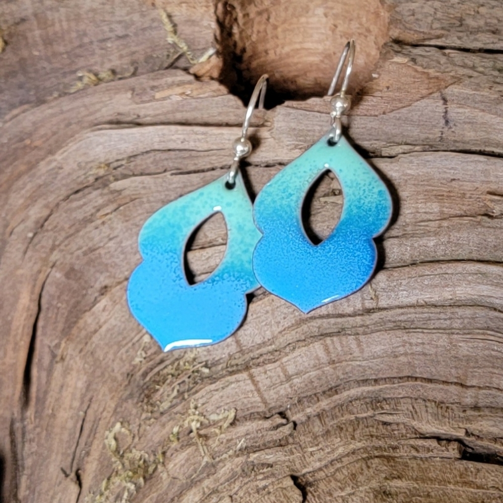 Hand Crafted Blue Gradient Earrings - image 1
